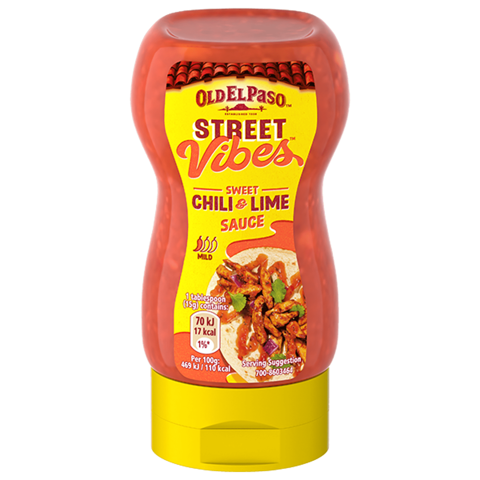 A bottle of Old El Paso Street Vibes Sweet Chili and Lime Sauce 255g
